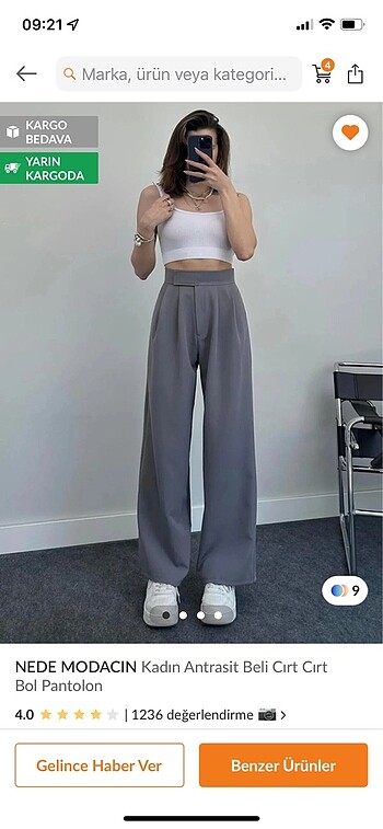 Gri pantalon plazzo