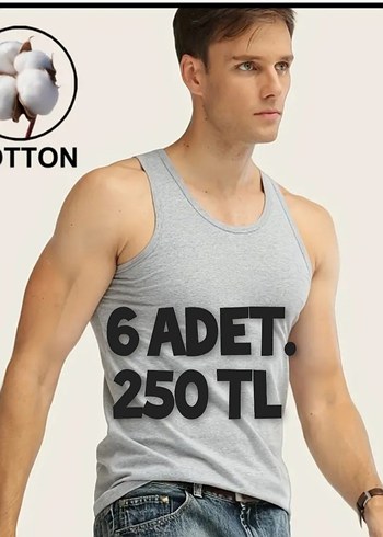 l Beden 6 ADET Gri Erkek klasik Atlet