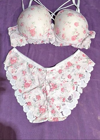 Pembe Çiçek Desenli Bohem Büstiyer 80 b - Görsel 2