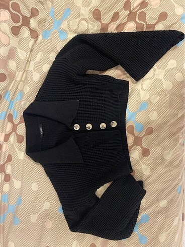 Diğer düğmeli crop örme hırka