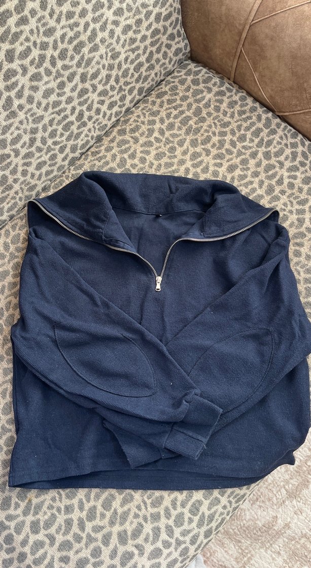 Yarım Fermuarlı Lacivert Kadın Sweatshirt - Görsel 2