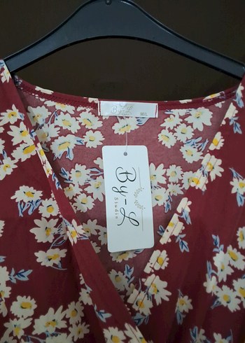 Bordo Çiçek Desenli Uzun Bohem Elbise - Görsel 3