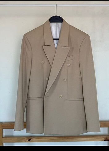 Zara 48 beden erkek blazer krem rengi kruvaze 