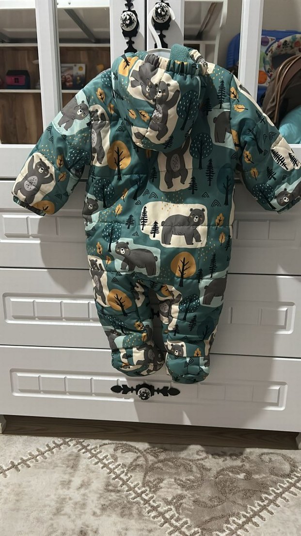 Kahverengi Baskılı Bebek Tulumu - Görsel 2