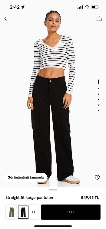 Bershka straight kargo pantolon