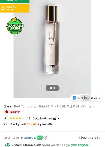 Zara Red Temptation Kadın Parfüm 30 ml