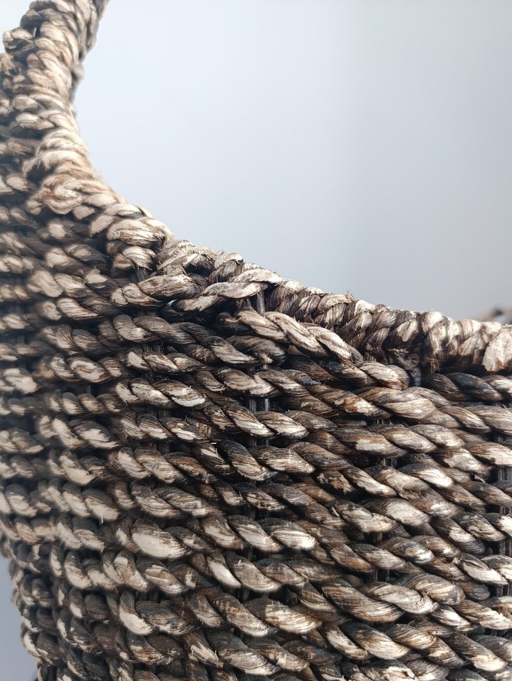 Kahverengi Hasır Sepet Metal Saplı - Görsel 2