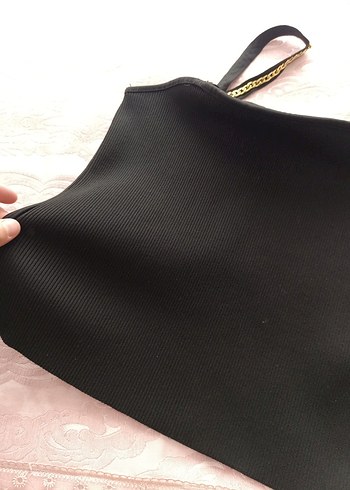 primark marka    siyah Mini Zincir Detaylı Kadın Askılı Atlet - Görsel 2