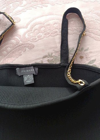 primark marka    siyah Mini Zincir Detaylı Kadın Askılı Atlet - Görsel 3