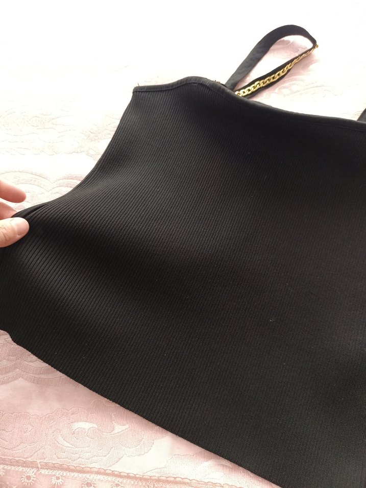 primark marka    siyah Mini Zincir Detaylı Kadın Askılı Atlet - Görsel 2