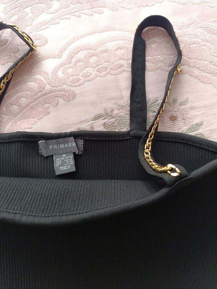 primark marka    siyah Mini Zincir Detaylı Kadın Askılı Atlet - Görsel 3