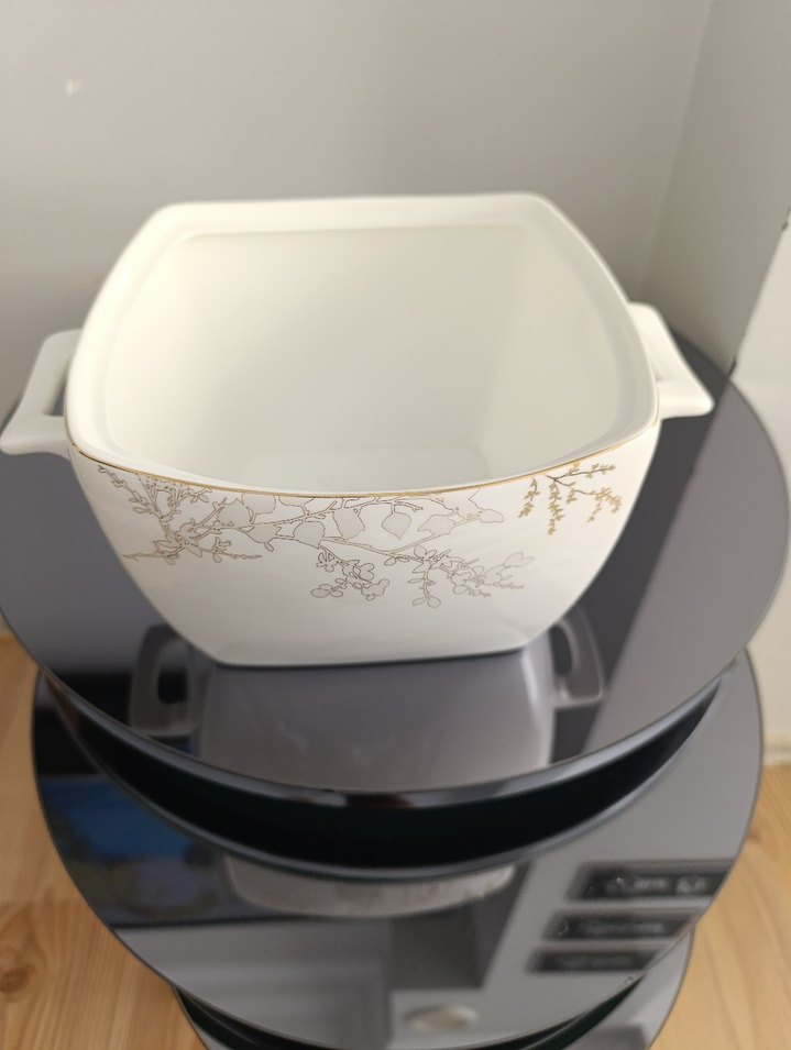 Gri Desenli Beyaz Seramik Kase - Görsel 3