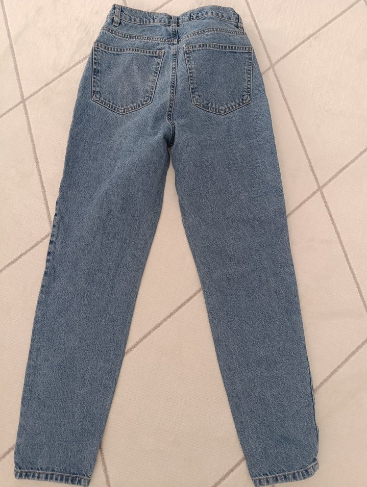 Gri Mavi Bol Kesim Midi Denim Kadın Pantolon - Görsel 2