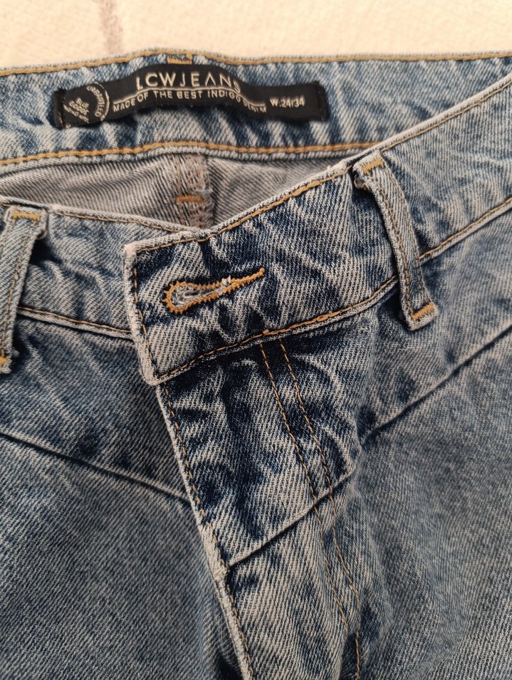 Gri Mavi Bol Kesim Midi Denim Kadın Pantolon - Görsel 3