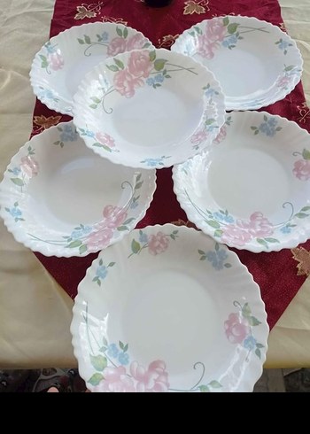 American Vintage Çiçek Desenli Beyaz Yemek Tabağı Seti 12 adet