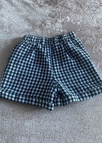 Düğmeli Gri Ekose Mini Şort - Görsel 3