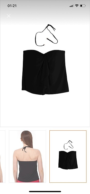 40 Beden siyah Renk Ayyıldız Siyah Straplez Tankini Üstü