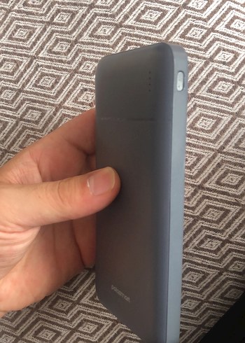 Gri Power Bank, USB ve Type-C Girişli - Görsel 2