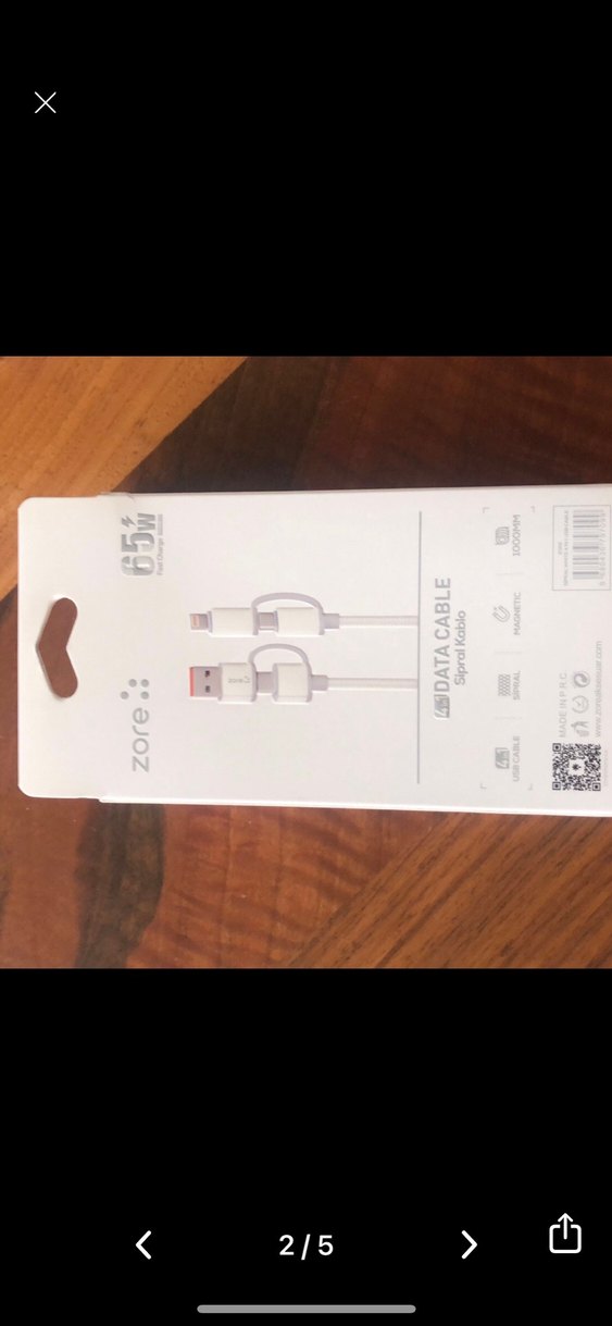 Zore 65W Beyaz Hızlı Telefon Şarj Kablosu - Görsel 2