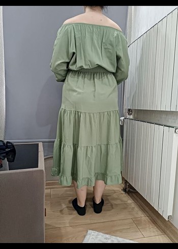 Yeşil Uzun Bohem Elbise - Görsel 3