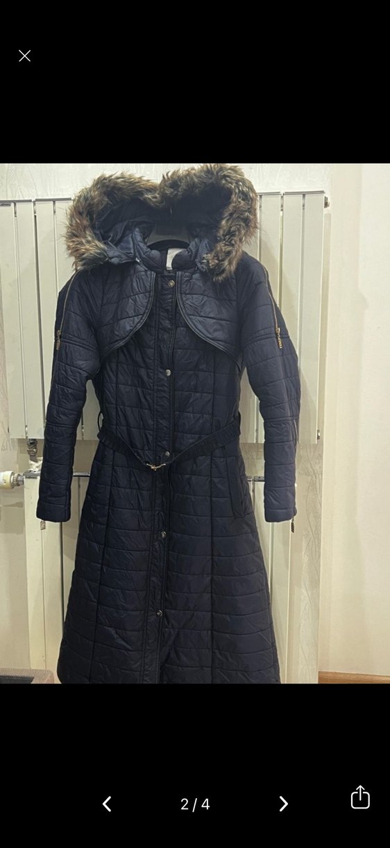 Kürk Detaylı Lacivert Uzun Kadın Kışlık Mont - Görsel 2