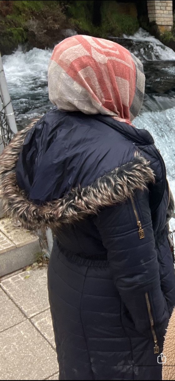 Kürk Detaylı Lacivert Uzun Kadın Kışlık Mont - Görsel 4