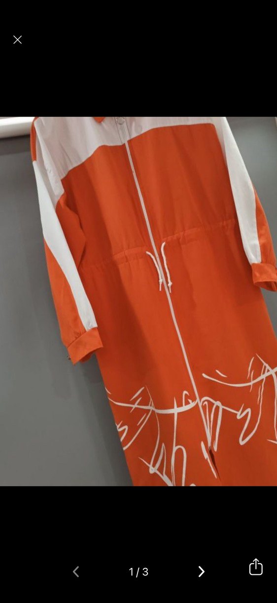 Turuncu Uzun Kadın Yağmurluk Fermuarlı - Görsel 3