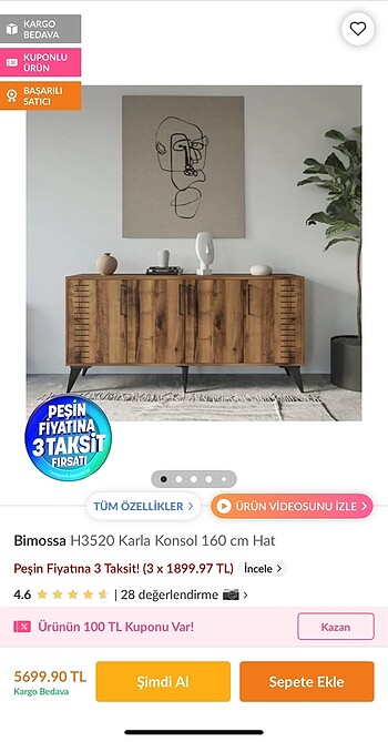  Beden kahverengi Renk Bimıssa Karla Konsol