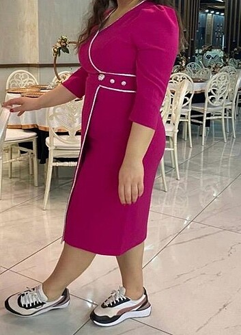 Fuşya Taşlı Detaylı Abiye - Görsel 4