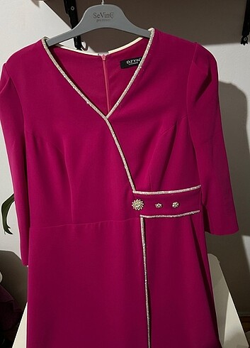 Fuşya Taşlı Detaylı Abiye - Görsel 3