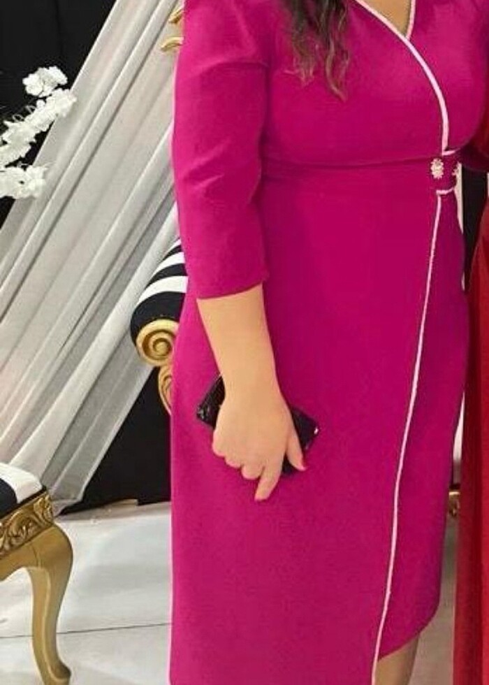 Fuşya Taşlı Detaylı Abiye - Görsel 5