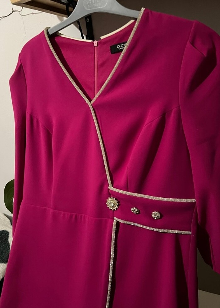 Fuşya Taşlı Detaylı Abiye - Görsel 2