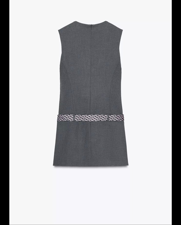 Zara Gri Kravatlı Mini Elbise - Görsel 3