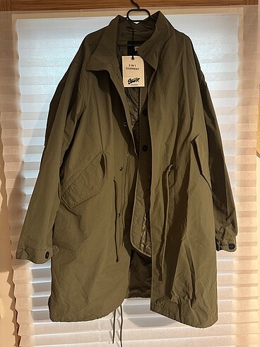 Pull and bear çift kaban mont parka