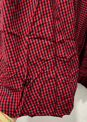 Bordo Ekose Uzun Kollu Kadın Gömlek - Görsel 3