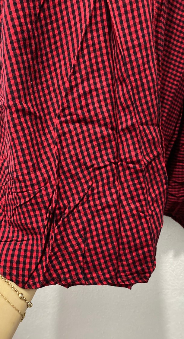 Bordo Ekose Uzun Kollu Kadın Gömlek - Görsel 3