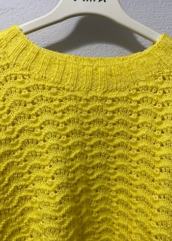 Sarı el Örgüsü Kadın Kazak - Görsel 3