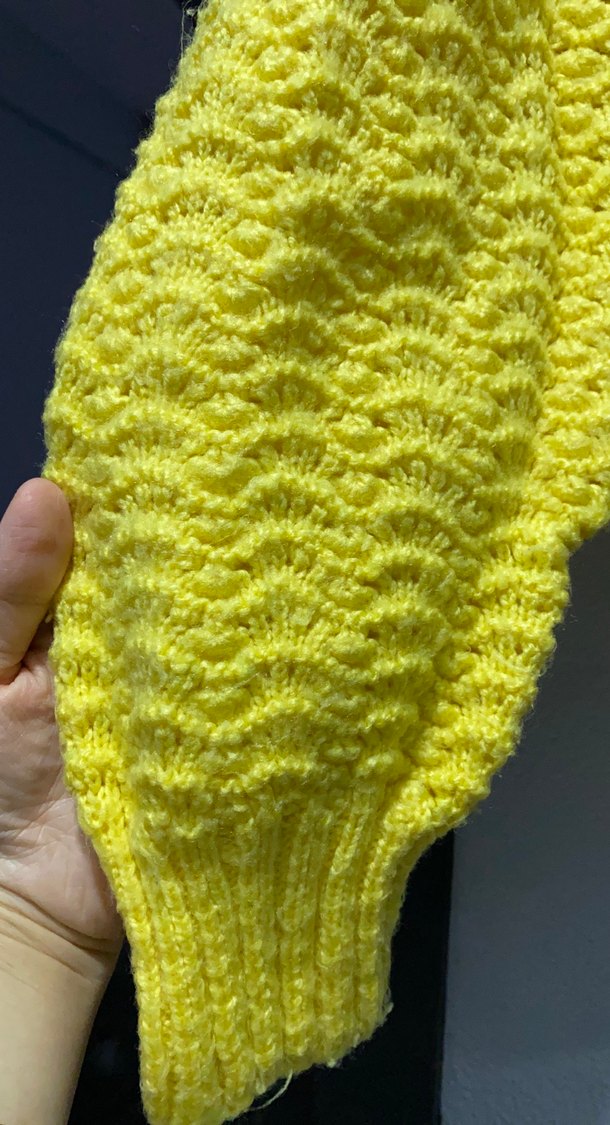 Sarı el Örgüsü Kadın Kazak - Görsel 2