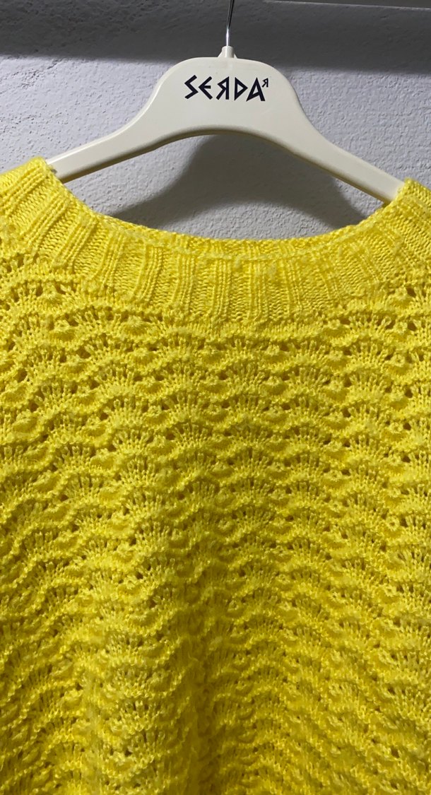 Sarı el Örgüsü Kadın Kazak - Görsel 3