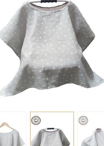 Gri müslin puset örtüsü be emzirme önlüğü - Görsel 4