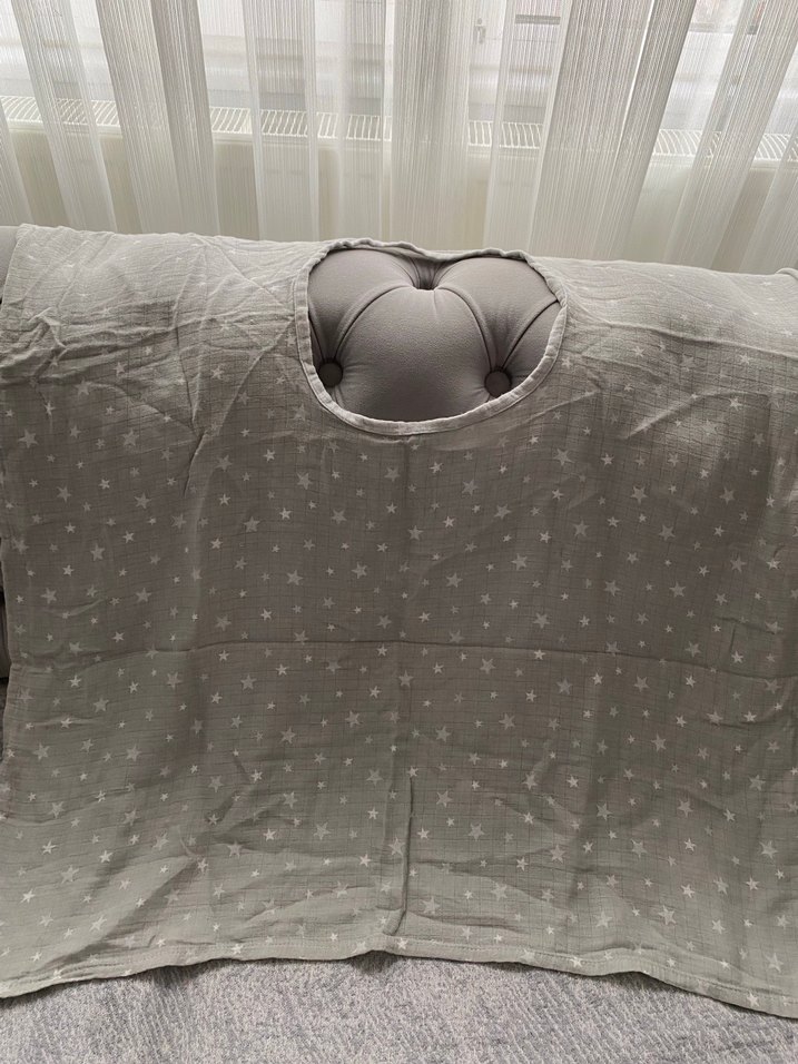 Gri müslin puset örtüsü be emzirme önlüğü - Görsel 3