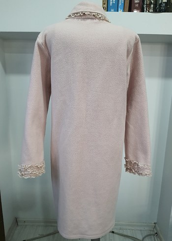 Pembe Uzun Kollu Yumuşak Polar Sabahlık - Görsel 3