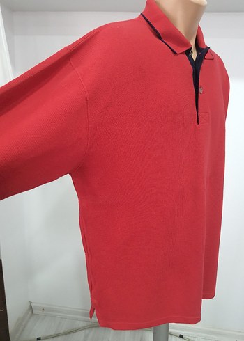 Kırmızı Erkek Uzun Kollu Polo Yaka Tişört - Görsel 2