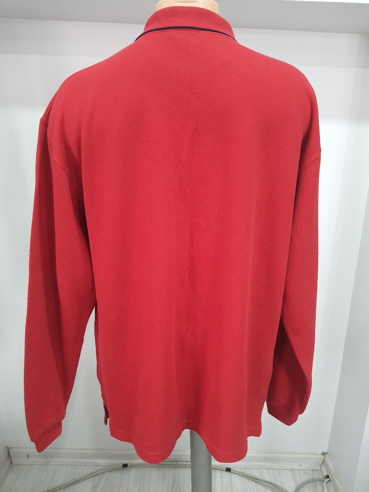 Kırmızı Erkek Uzun Kollu Polo Yaka Tişört - Görsel 3