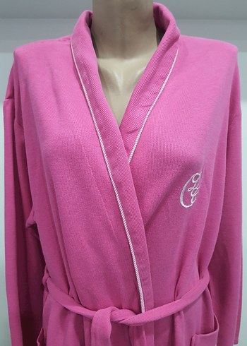 Renkli Nakışlı Pembe Kadın Sabahlık - Görsel 2