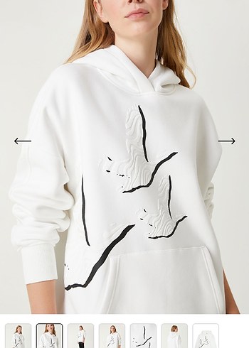 Beymen Club Kadın Beyaz Baskılı Kapüşonlu Sweatshirt