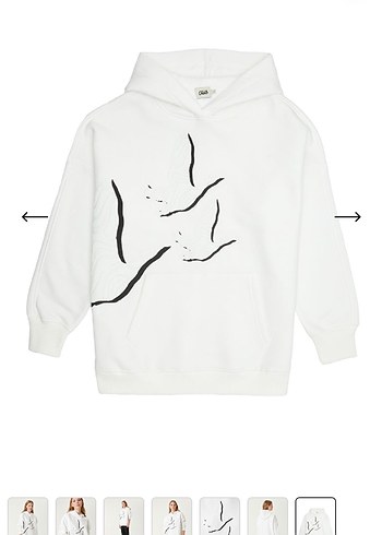 Beymen Club Beyaz Kapüşonlu Baskılı Oversize Sweatshirt