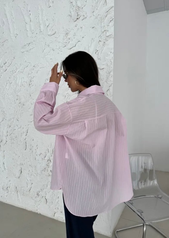 Pembe  Keten Gömlek - Görsel 3