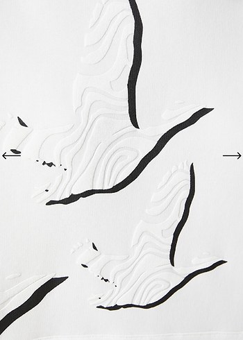 Nakışlı Kapüşonlu Salaş Beyaz Sweatshirt - Görsel 3