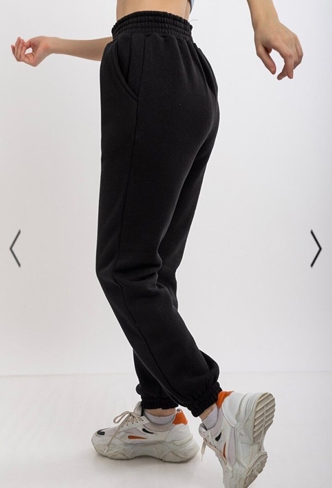 Siyah Rahat Kesim Kadın Eşofman Altı - Görsel 3